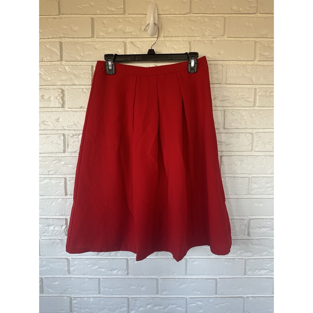 The Limited Bold Red A-Line‎ Midi Skirt Classic Chic Size Small